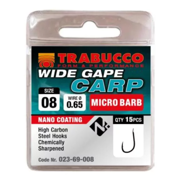 Trabucco Wide Gape Carp 08 Udica s pločicom, s bradom 15kom
