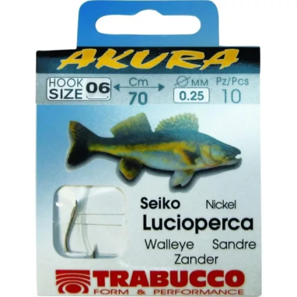 Trabucco Akura Zander 06 Monofilna udica s pločom i bradom, prethodno vezana 10kom