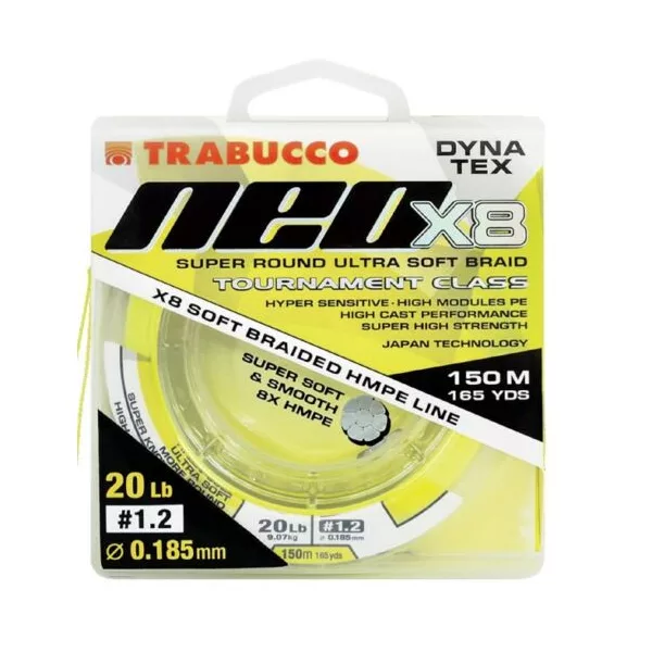Trabucco Dyna-Tex Neo X8 150m 0,235mm Žuta Pletena glavna struna