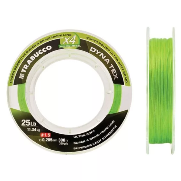 Trabucco Dyna-Tex X4 Power 150m 0,084mm Lime Žuta Pletena Glavna Uzica