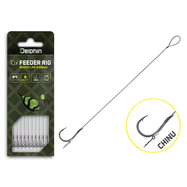 Delphin Braided Sting Feeder Rig 12cm Pletena gotova vezica 6 Chinu udica 10kom