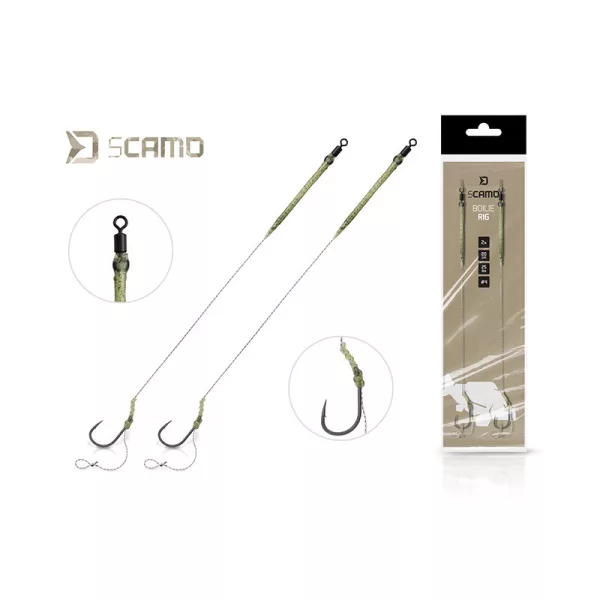 Delphin sCamo Boilie Rig 6 Füles, Szakállas Fonott Előkötött Horog 2db