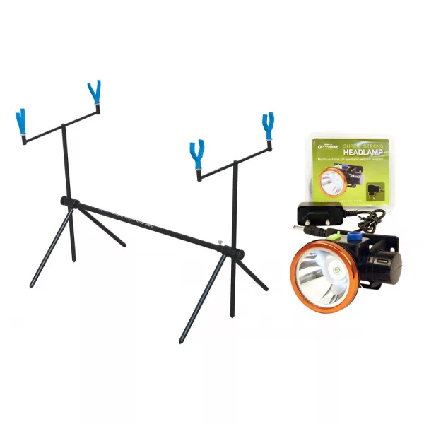 Kamasaki Economic Rod Pod za 2 štapa sa super jakom čeonom svjetiljkom