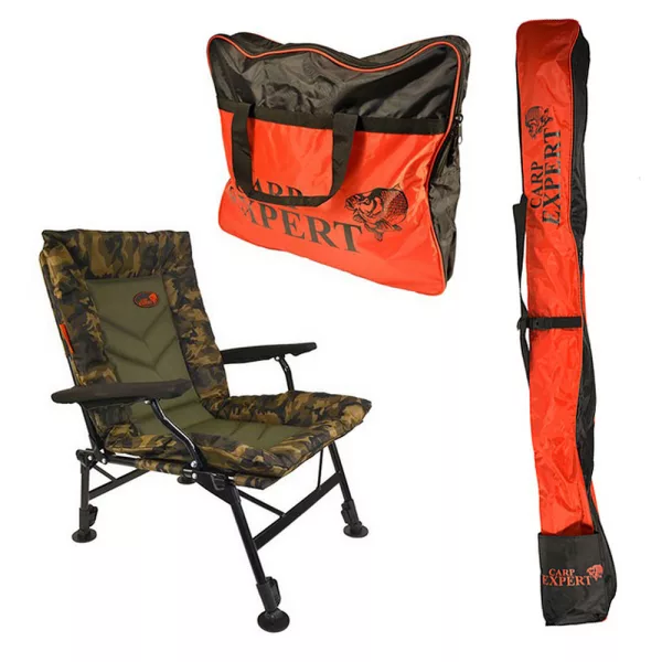 Carp Expert Comfort Camo Ribička stolica (25x50cm) s torbom na rame Set