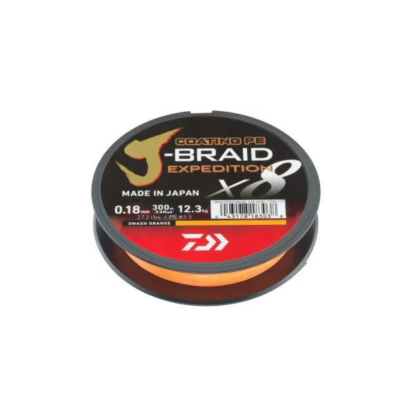 Daiwa J-Braid Expedition X8 Smash Orange 0,35mm 300m Fonott Főzsinór