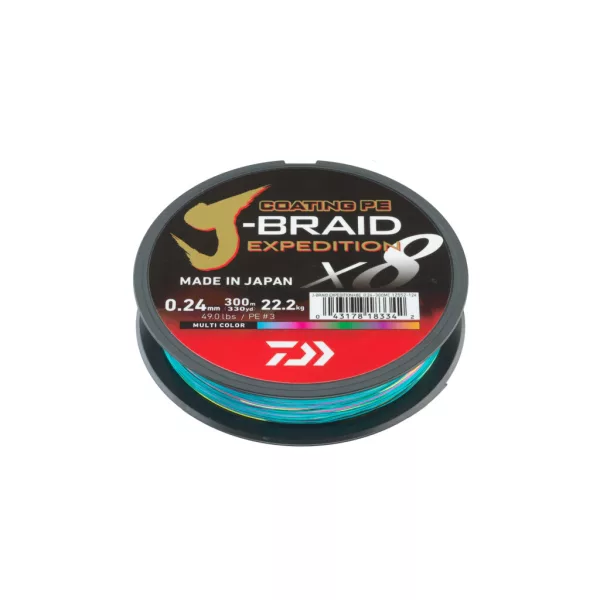 Daiwa J-Braid Expedition X8 Multi-Color 0,32mm 3000m Fonott Főzsinór