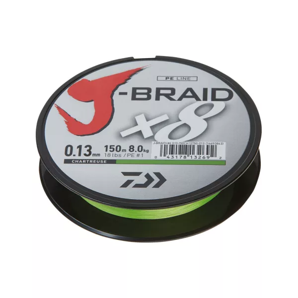 Daiwa J-Braid X8 Chartreuse 0,18mm 150m Fonott Főzsinór