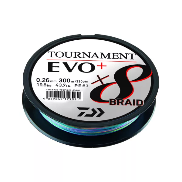 Daiwa Tournament X8 Braid Evo+ Multi-Color 0,20mm 300m Fonott Főzsinór