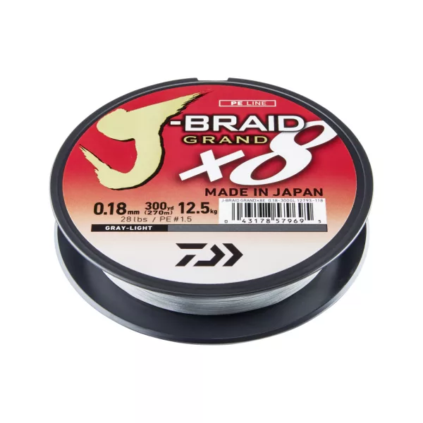 Daiwa J-Braid Grand X8 Világosszürke 0,28mm 135m Fonott Főzsinór