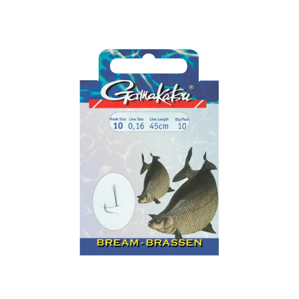 Gamakatsu Bream prethodno vezana Srebrna 14, 10 kom/pak., šaranska udica s lopaticom i bodljom