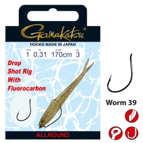  Gamakatsu Preda Booklet Dropshot Worm 39 #1 Predvezana udica s ušicom, s kontrakukom za grabljive ribe