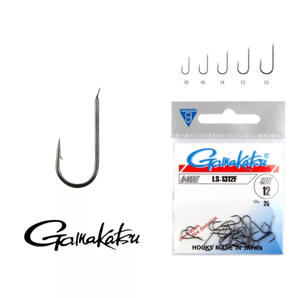 Gamakatsu LS-1312F/012 Crna 12 25 kom/pakiranje Udica za šarana s lopaticom i bodljom