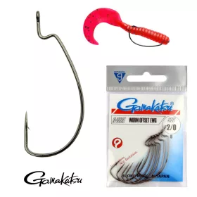   Gamakatsu Worm Offset Crna 2/0 5kom/pak S ušicom S bodljom Udica za grabežljive ribe