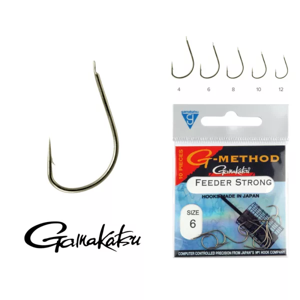 Gamakatsu Feeder Strong B10 Crna 10 10 kom/pak S okom S bodljom Feeder udica