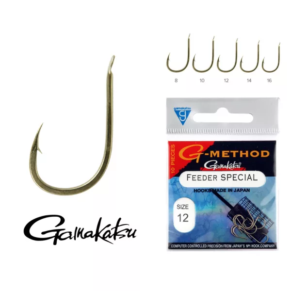 Gamakatsu Feeder Special Brončana 12 10 kom/pak S okom S bodljom Feeder udica