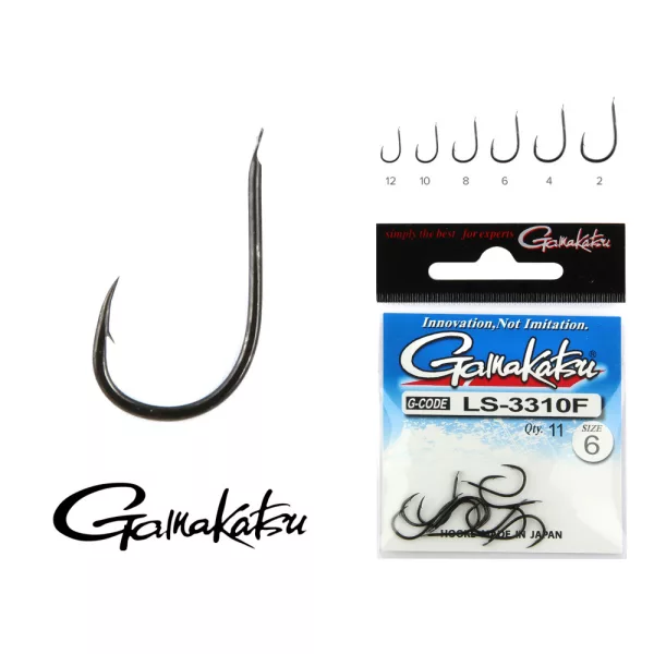 Gamakatsu LS-3310F/002 NL Crna 2 11 kom/pak Feeder udica s pločicom i bodljom