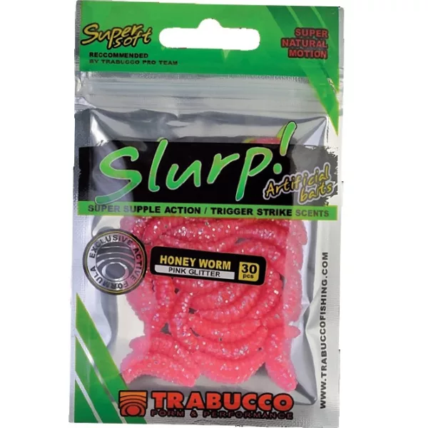 Trabucco Slurp Bait Honey Worm pink Glitter Pink larva pčele 30db