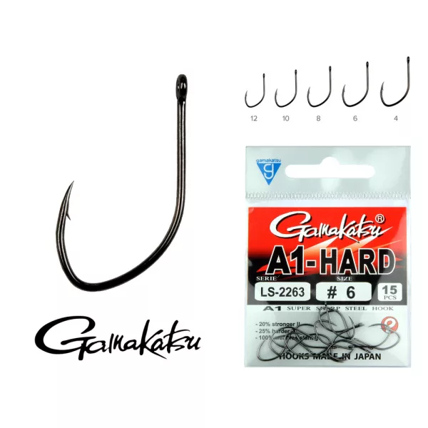 Gamakatsu LS-2260NSB/010 A1 Crna 10 15 kom/pak Feeder udica s pločicom i bodljom