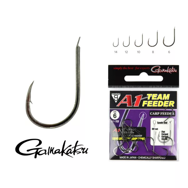 Gamakatsu A1 Team Feeder Carp Feeder Crna 6 15 kom/pak S okom S bodljom Feeder udica