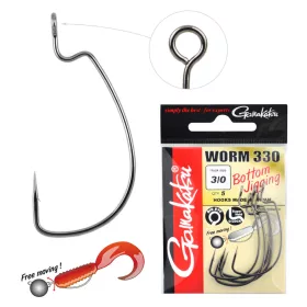   Gamakatsu Worm-330 Bottom Jigging Crna 3/0 5kom/pak S ušicom S bodljom Udica za grabežljive ribe