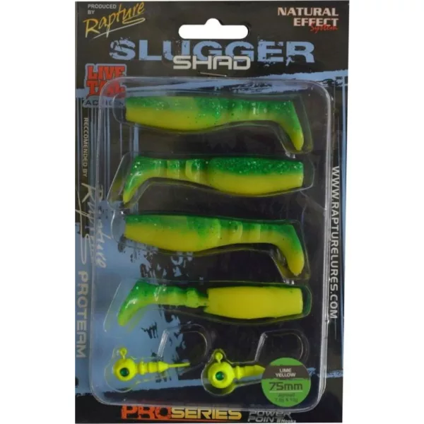Rapture Slugger Shad Set 7,5cm Lime Yellow 4+2kom Set Umjetnih Mamaca