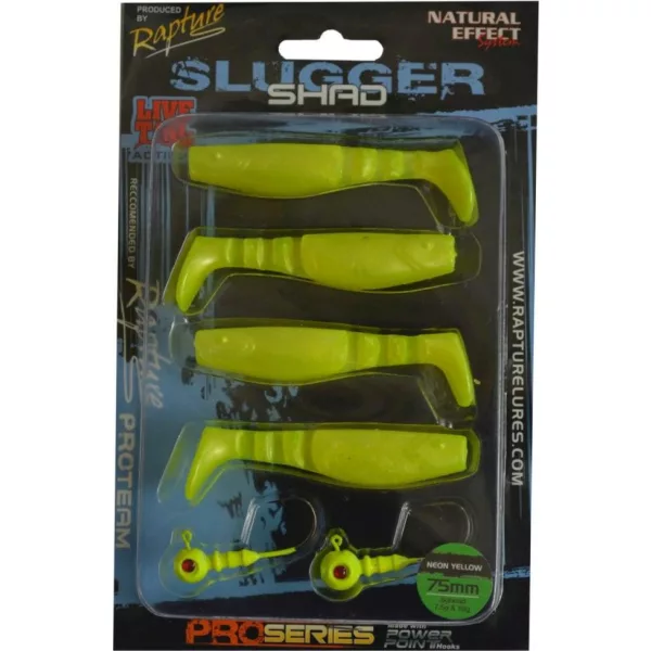 Rapture Slugger Shad Set 7,5cm Neon Yellow 4+2kom Set Umjetnih Mamaca
