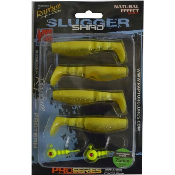 Rapture Slugger Shad Set 7,5cm Chartreuse Ghost 4+2kom Set Umjetnih Mamaca