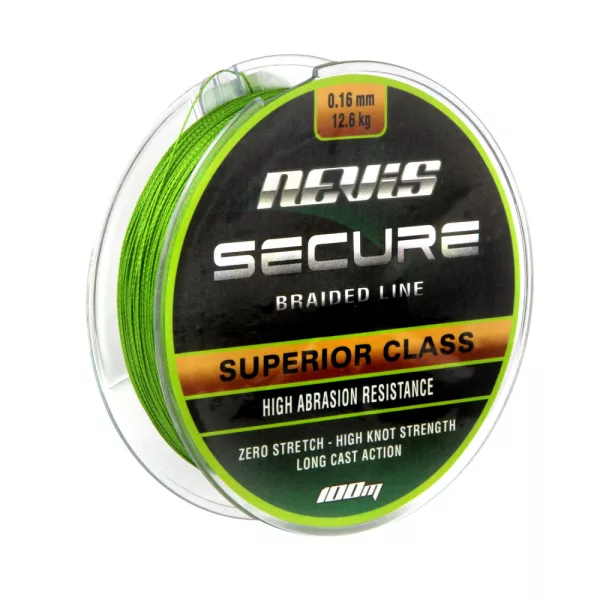 Nevis Secure Braided 100m 0.45mm Pletena glavna struna-Zelena