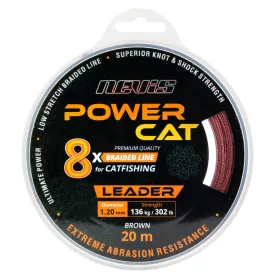   Nevis Powercat Braid Leader X8 20m 0.80mm Pletena predvezna struna-Smeđa