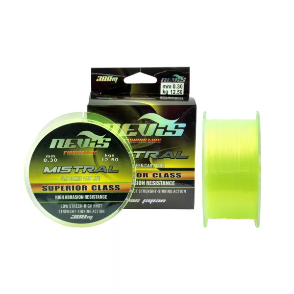 Nevis Mistral Fluo 300m 0.25mm Monofilni glavni najlon-Fluo zelena