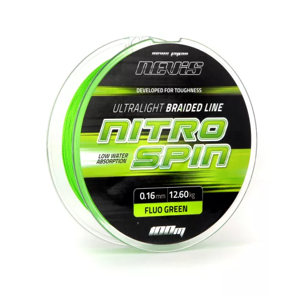 Nevis Nitro Spin 100m 0.10mm Pletena glavna struna-Fluo zelena