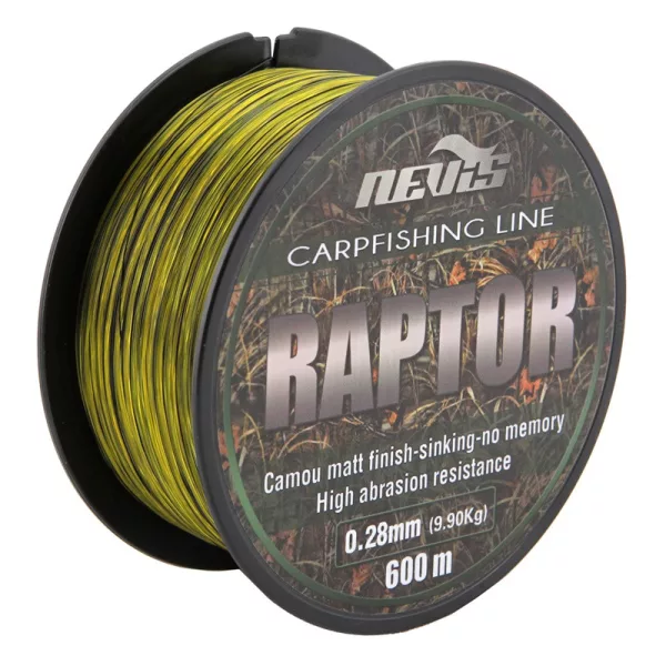 Nevis Raptor 600m 0.25mm Monofilna glavna struna-Žuta+zelena