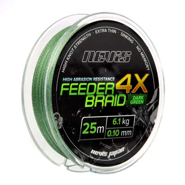 Nevis Feeder Braid 0.12mm 25m Pletena predvezna struna-Zelena