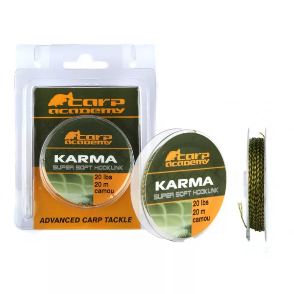 Carp Academy Karma Hooklink 20m 0.35mm 20lb Camo Pletena predvezna struna-Zelena