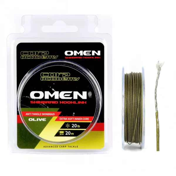 Carp Academy Omen Skinbraid Olive 20lb 20m 0.35mm Pletena predvezna struna-Maslinasto zelena