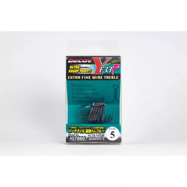 Decoy Y-F33F Extra Fine Wire #8 Füles Szakállas Háromágú Horog 8db