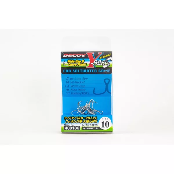 Decoy Y-S25S Saltwater Game #12 Füles Szakállas Háromágú Horog 8db