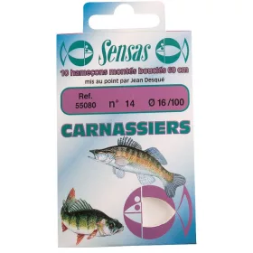   Sensas Predator Strong Brončana 60cm 0,22mm 6 Monofilna Predvezana Udica 10 kom.