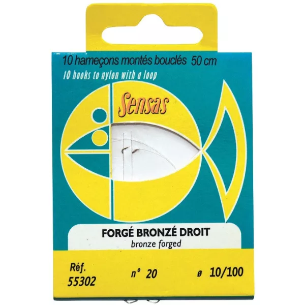 Sensas Straight Forged Bronz 50cm 0,22mm 6 Monofil Predvezana Udica 10kom