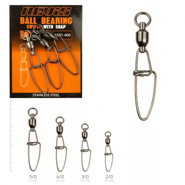 Nevis Vrtilica S ležajem S kopčom 5/0 3 kom