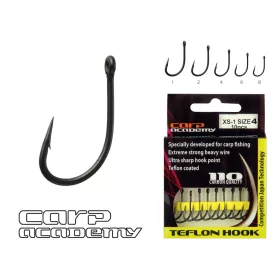   Carp Academy Teflon Hook XS-1 Crna 2 10kom/pakiranje S ušicom Bodljikava Bojli udica