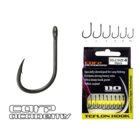  Carp Academy Teflon Hook XS-2 Crna 1 10kom/pakiranje S ušicom Bodljikava Bojli udica