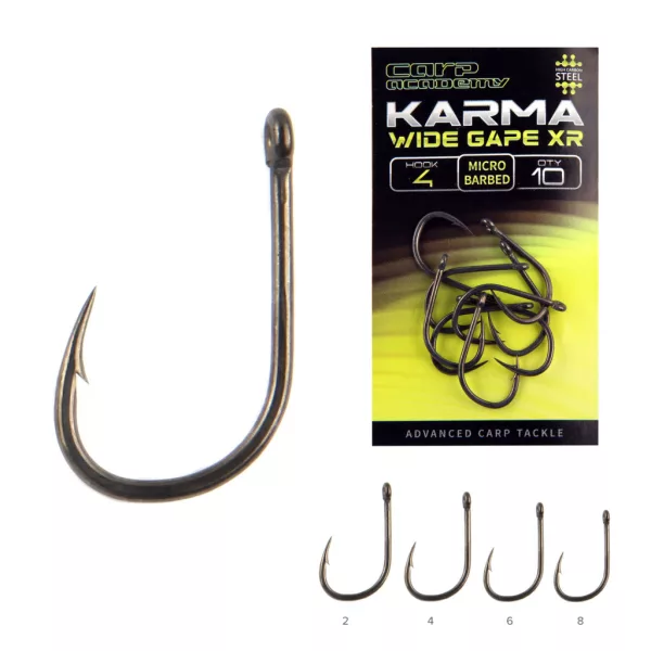 Carp Academy Karma Wide Gape XR 8 S ušicom, Kuka s kontra kukom 10 kom
