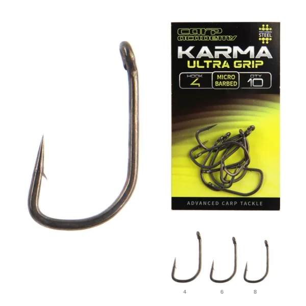 Carp Academy Karma Ultra Grip 6 S ušicom, Kuka s kontra kukom 10 kom