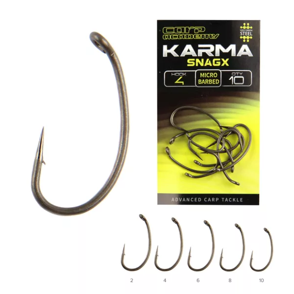 Carp Academy Karma SnagX 10 Kuka s ušicom, s kontra kukom 10db