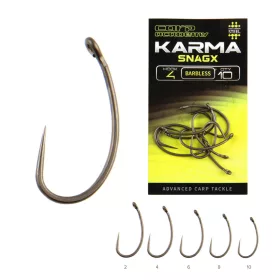   Carp Academy Karma SnagX 10 Kuka s ušicom, bez kontra kuke 10db