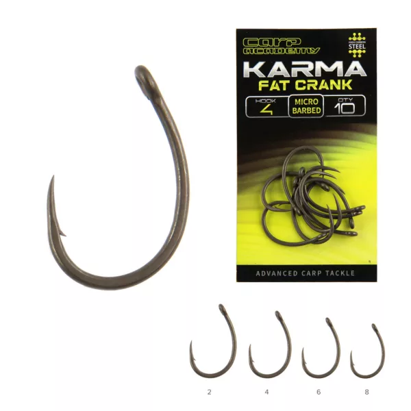 Carp Academy Karma Fat Crank 8 Kuka s ušicom, s kontra kukom 10db