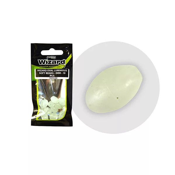 Wizard Za somove Ovalna Fosforescentna 6mm Gumena perla 10 kom