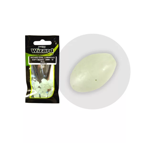 Wizard Za somove Ovalna Fosforescentna 8mm Gumena perla 10 kom
