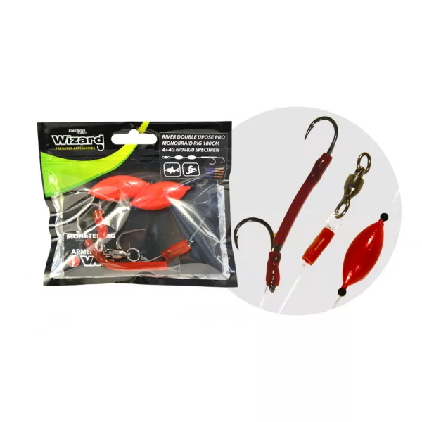 Wizard Monster River Upose Pro dvostruka monobraid montaža 6/0+8/0 4+4gr Uzorak predvez za soma